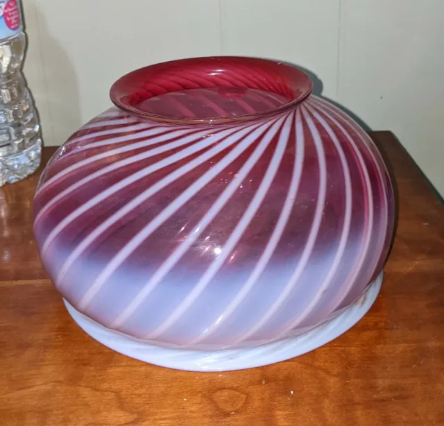 Cranberry Opalescent Swirl Gas Or Oil Lamp Shade