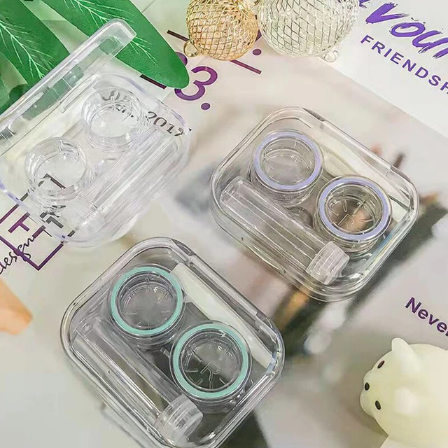 COSMETIC CONTACT LENS Box Visible Portable Lens Box With Tweezers ...