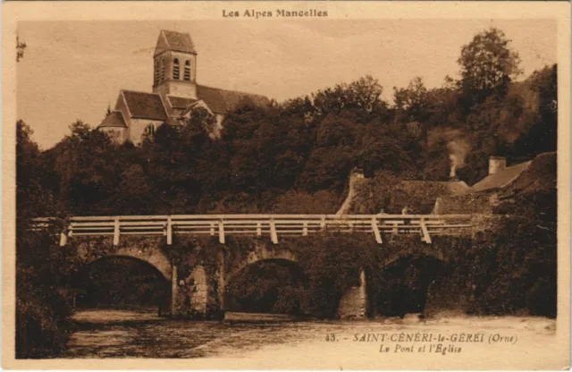 CPA Saint-Ceneri le Gerei Le Pont et l'Eglise FRANCE (1054418)