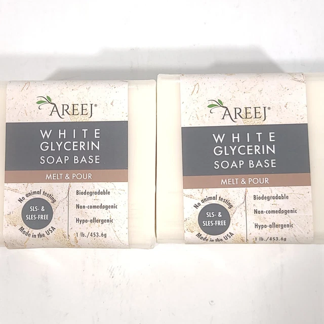 Base de jabón de glicerina 100 % natural blanco Areej - estilo derretir y verter - 2 libras