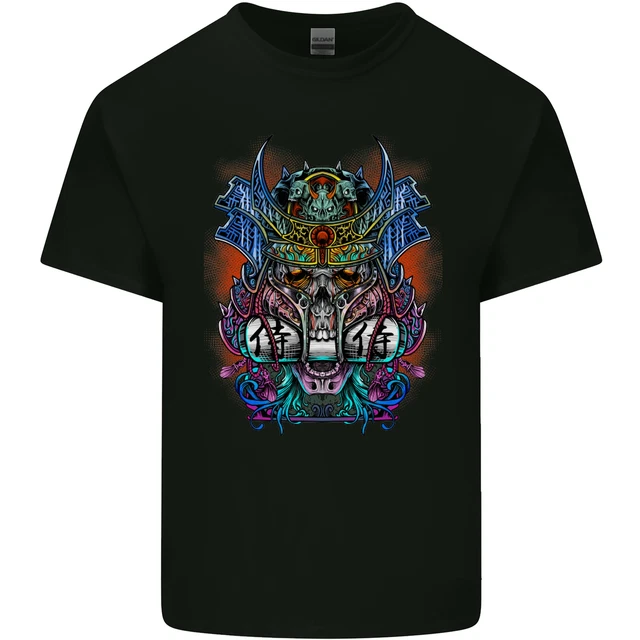Samurai Teschi Giappone Japanes Mma Uomo Cotone T-Shirt