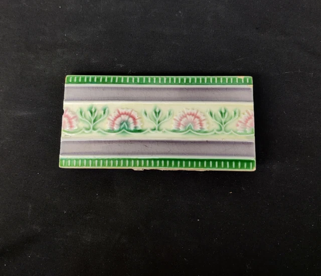Vintage Architecture Furniture Tile Floral Majolica Art Nouveau England CT210