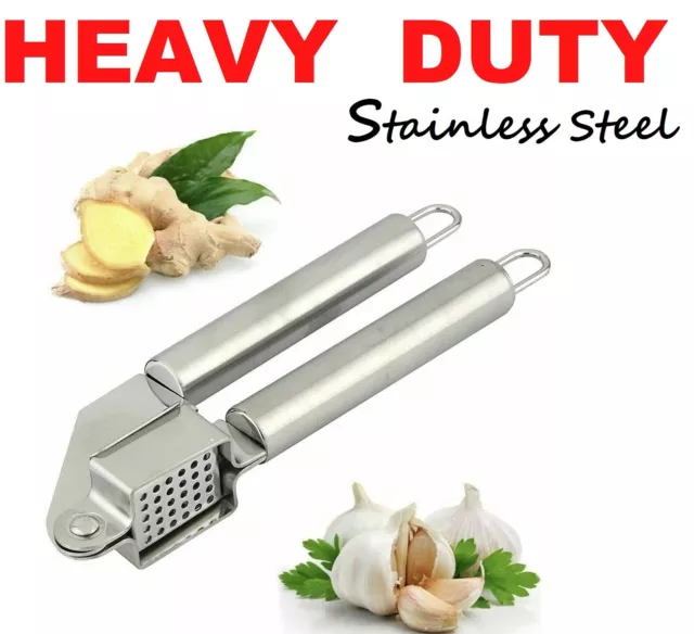 Garlic Press Crusher Mincer Squeezer Kitchen Manual Tool Stainless Steel Peeler