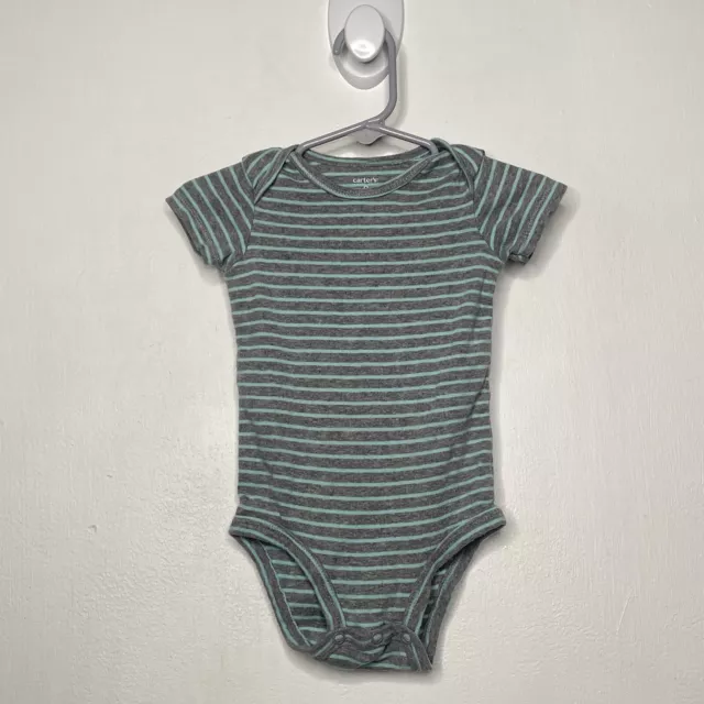 Carters Short Sleeve Striped One Piece Bodysuit Baby Size 9 Months Blue