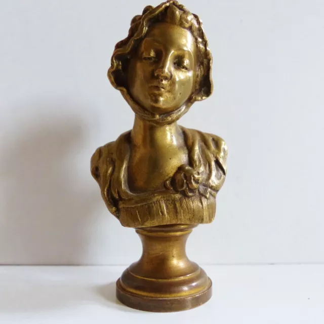 SUPERB ANTIQUE 19th CENTURY FRENCH BRONZE LADY SCULPTURE BUST " GREUZE "