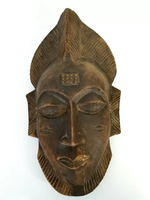 Wood Mask  BAULE Tribe Hand Carved Ivory Coast African Tribal Art 14" tall