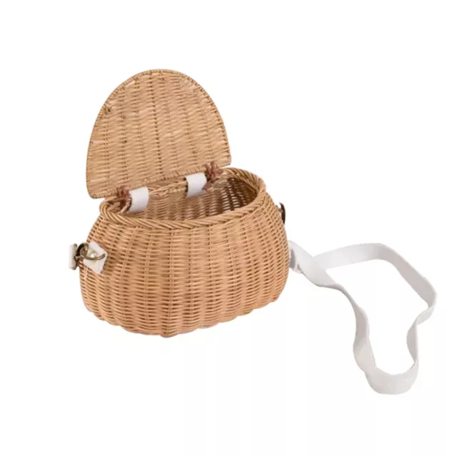 1Pcs Kids Handmade Bike Basket Woven Wicker Basket Bicycle Accessories