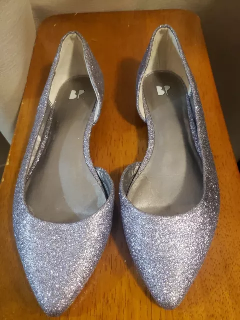 BP Flats Shoes  Silver Glitter  Size 6 Barely Worn!