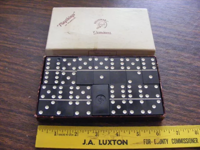 Vintage fairfield Black Plastic Dominoes