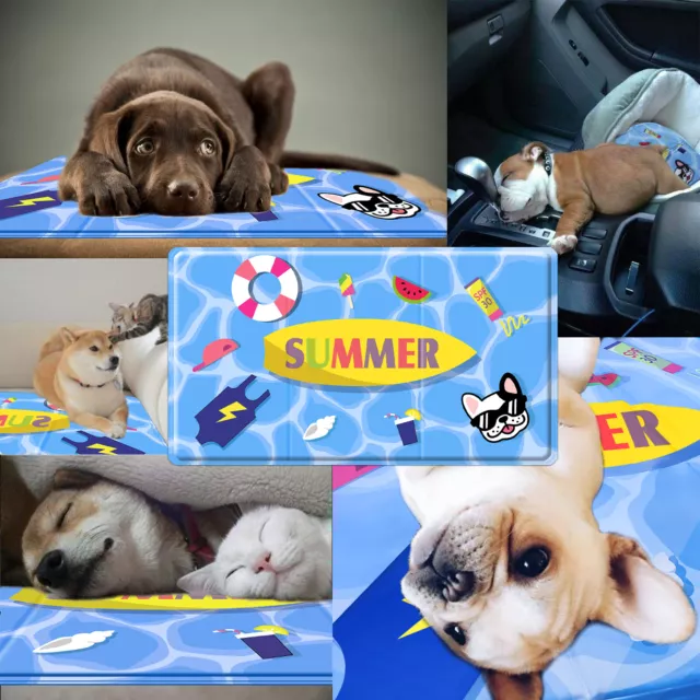 Pet Cooling Gel Mat Dog Cat Summer Heat Relief Non toxic Pad Self Cooling M-XL 2