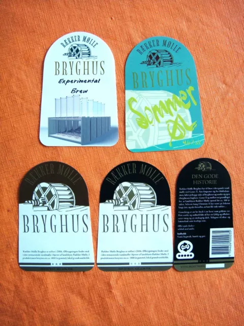 4x Danish microbrewery beer labels - Räkker Molle Bryghus - DENMARK