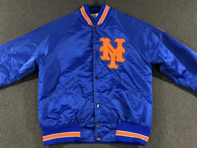Vintage New York Mets Starter Satin Jacket Medium Blue Embroidered MLB