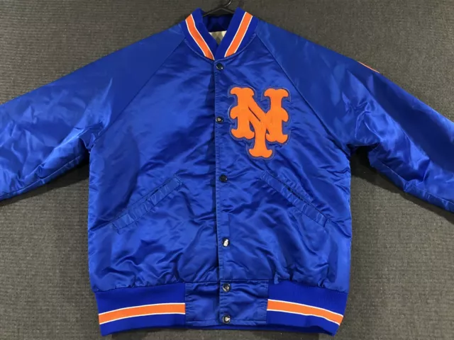 Vintage New York Mets Starter Satin Jacket Medium Blue Embroidered MLB