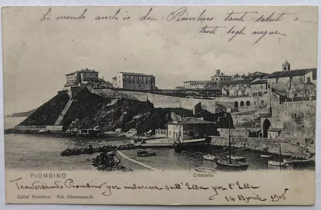 Cartolina Piombino cittadella veduta panorama Livorno paesaggistica T1