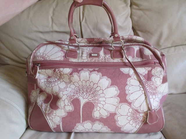 NEXT Large Pink / Cream Linen Holdall Weekend Away Overnight Travel Luggage Bag