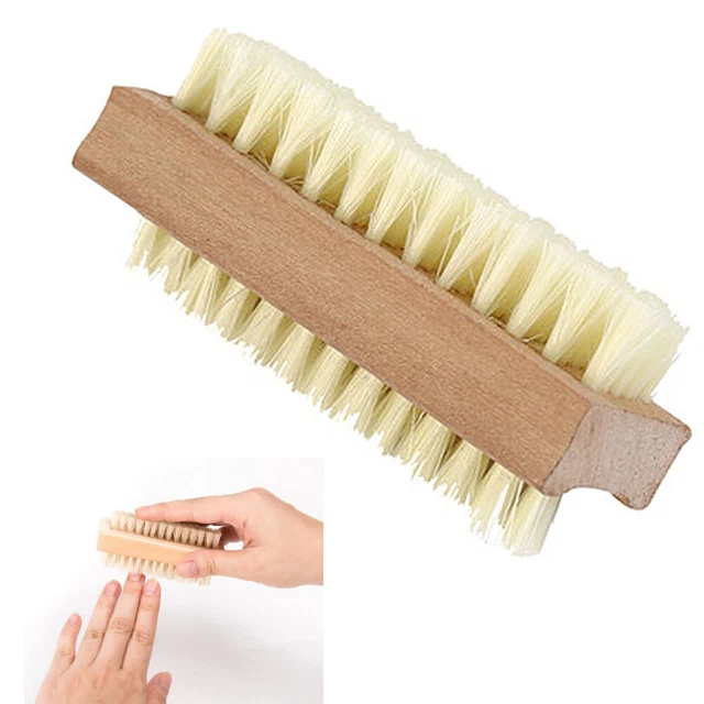 Bathroom Non Slip Nail Cleaning Brush Hand Finger Wooden Double Sided Soft Home