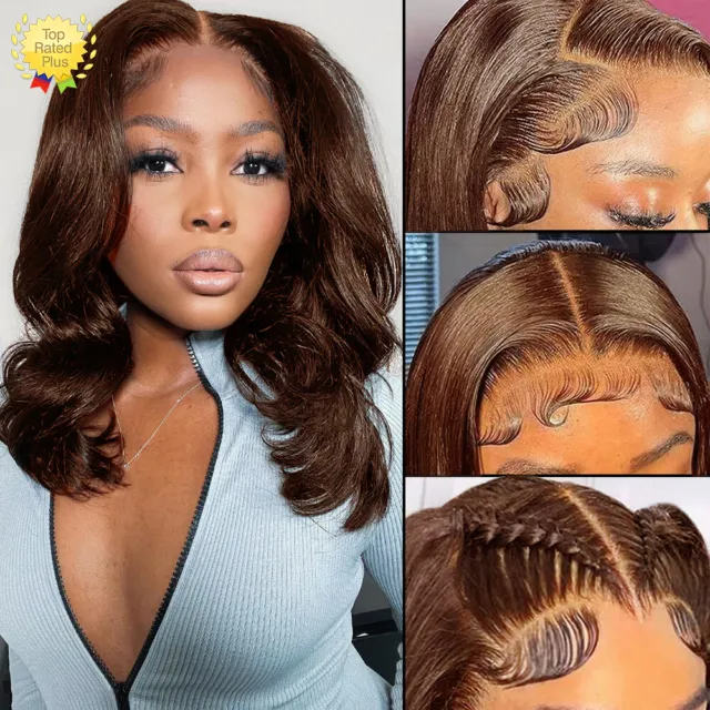 Brown Color Short Body Wave Lace Front Wigs Human Hair 13×4 Glueless Bob Wig