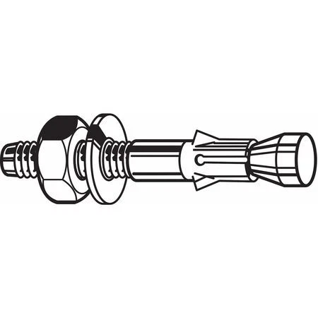 Zoro Select U70411.062.0500 Wedge Anchor,5/8",5",Zp Carbon Stl,Pk2