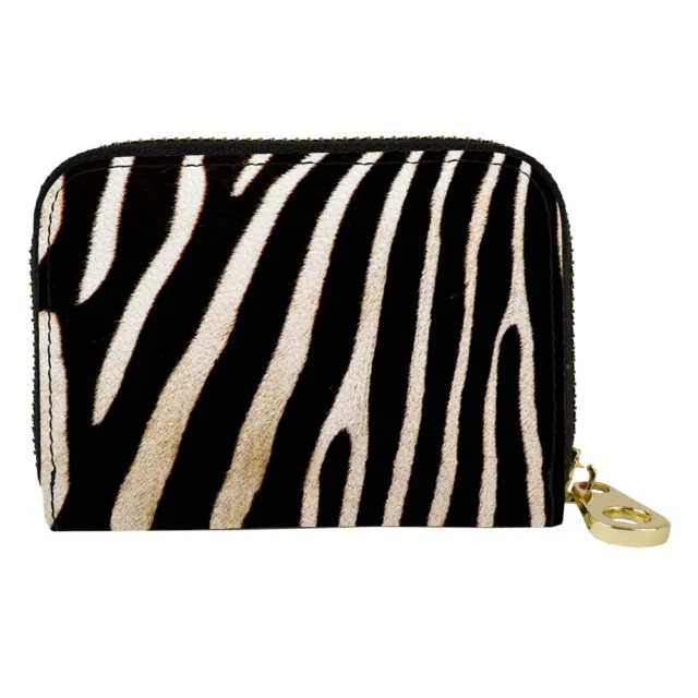 Zebra Animal Print RFID Zippered Wallet Travel Zip Around Credit Card Holder