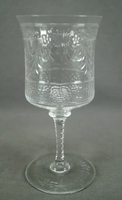 Signed Hawkes Engraved Floral Swags Clear Crystal Water Goblet