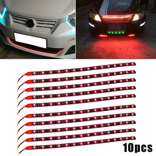 5 Bandes LED Rouge 12V 30cm - 15 LEDs - Étanche IP67 - Pour Voiture Et Décoration