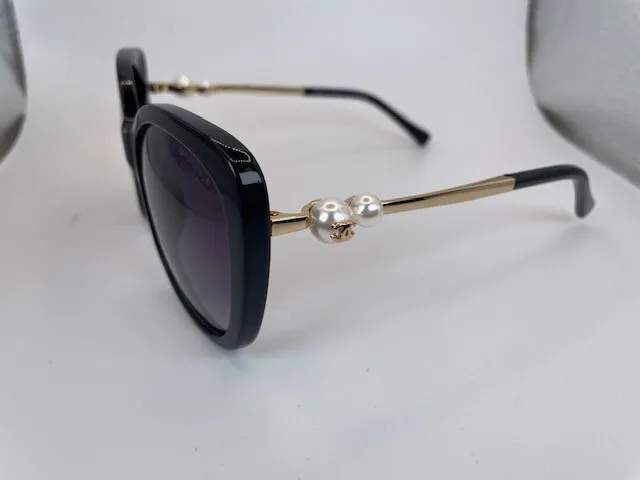 BRAND NEW CHANEL Sunglasses CH5339H Black & Gold With Pearls 100% Authentic  $219.95 - PicClick
