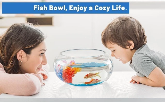 Small Fish Bowl Vase 2 Gallon White Glass Home Décor Aquarium Betta Fish Tank 2