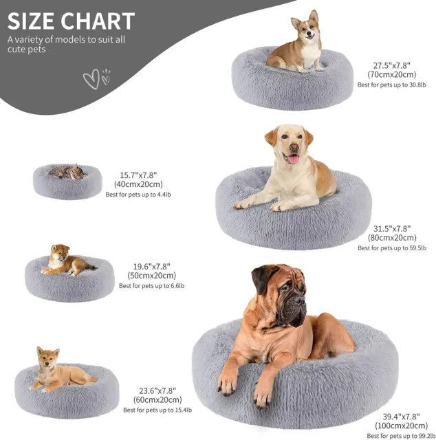 Pet Dog Cat Bed Donut Plush Fluffy Soft Warm Calming Bed Sleeping Kennel Nest 2
