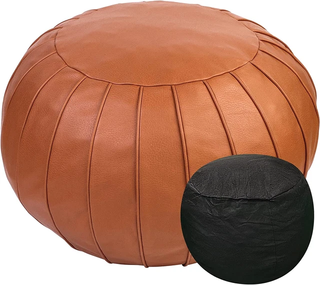Stuffed Pouf Ottoman with Sponge Liner, Faux Leather Poufs, Pouf Stool Ottoman r
