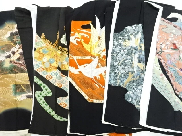 98654# Japanese Kimono / Antique Tomesode / Set Of 5
