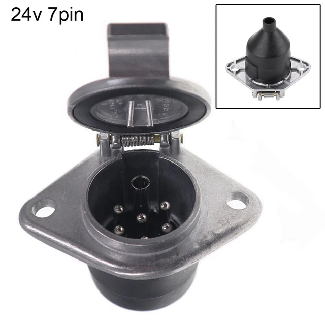 Prise Remorque 7 Broches 24V - Universelle Pour Véhicules Utilitaires - Connecteur Étanche Avec Couvercle