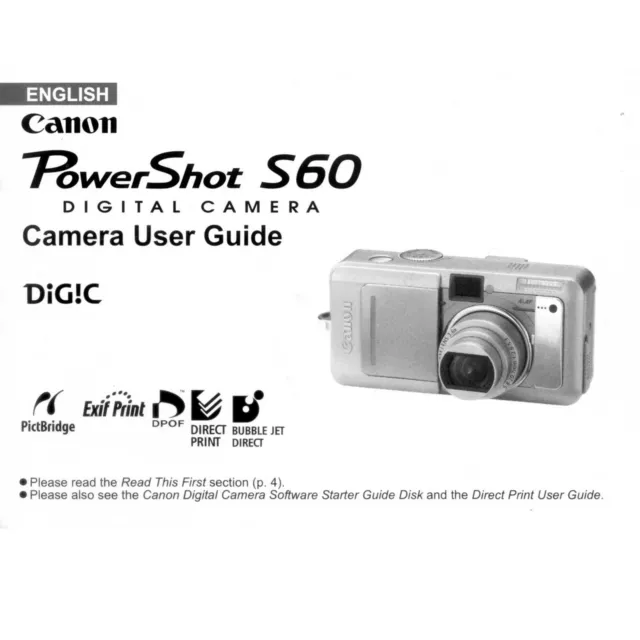 Canon PowerShot S60 Original Operating Manual Instructions User Guide Book