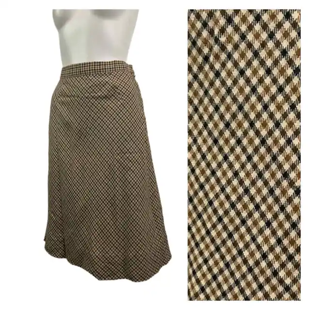 1960s Two Tone Houndstooth Check Full Skirt Side Zip / Women’s XS *