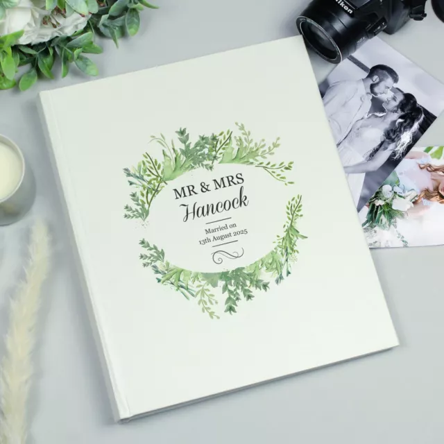 Personalised Botanical Wedding Photo Album Traditional Mr & Mrs Photo Album Gift