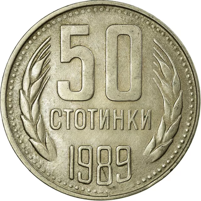 [#706310] Moneda, Bulgaria, 50 Stotinki, 1989, MBC, Níquel - latón, KM:89 2