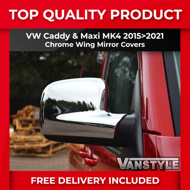 Fits Vw Caddy Maxi 15>21 Chrome Door Wing Mirror Covers Trim Surrounds Polished