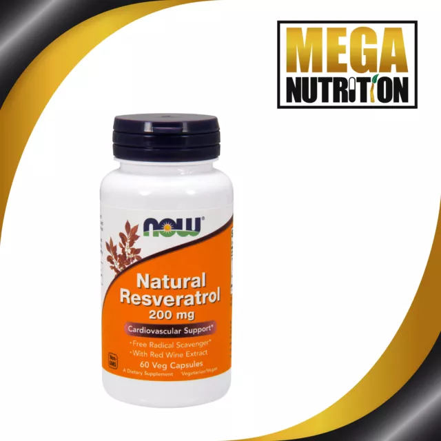 NOW Foods Natural Resveratrol 200mg 60 Veg Capsules | Cardiovascular Support