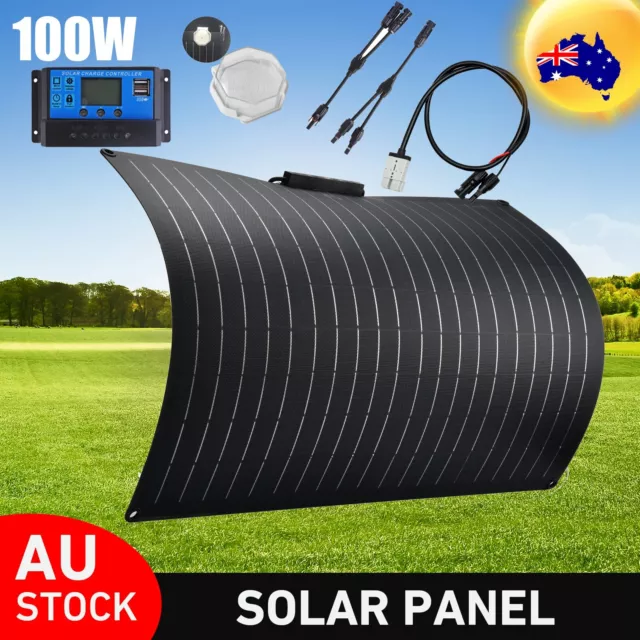 12V 100W Flexible Solar Panel Kit Mono Caravan Home Battery Charging Controller