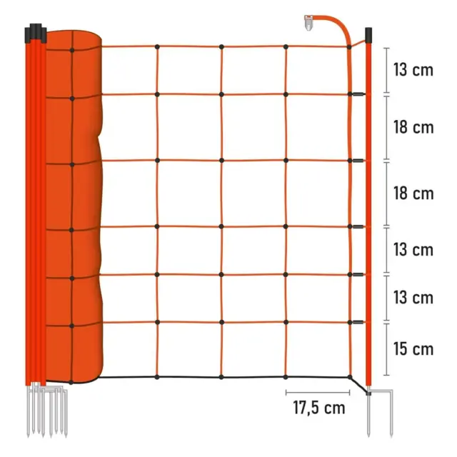 50 m, 90 cm, 2 pointes, Filet de clôture électrique BASIC de VOSS.farming 2