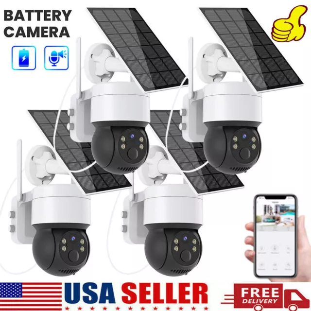 Solar Battery Powered Wireless WiFi Outdoor Pan/Tilt Home Security Camera System