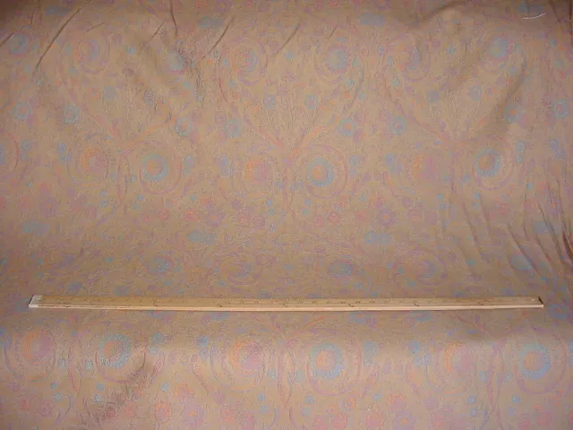 12-5/8Y Kravet Lee Jofa Apricot Aqua Floral Scroll Brocade Upholstery Fabric 4