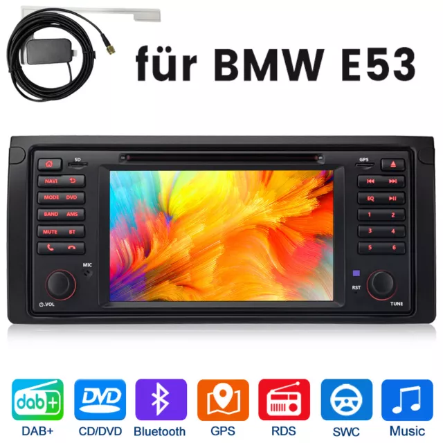 Für BMW 5er E39 X5 E53 Autoradio GPS Navi BT DAB RDS SWC DAB+ Inklusive SWC WIFI