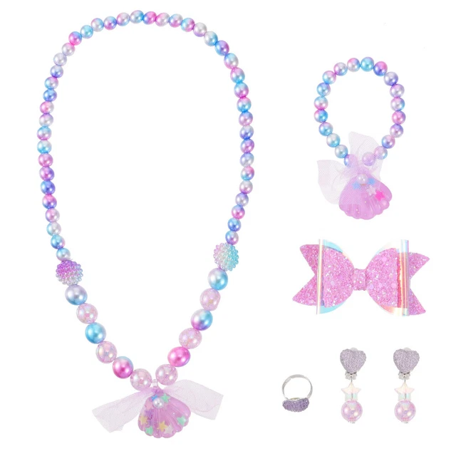 6 Pcs/ Schmuckset Für Kinder Imitationsperlen Meerjungfrau Mädchen Kind