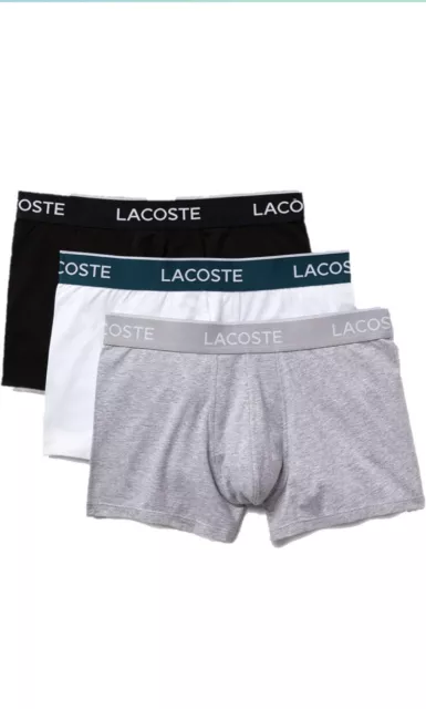 Lacoste Men's Casual Classic 3 Pack Cotton Stretch Trunks Large