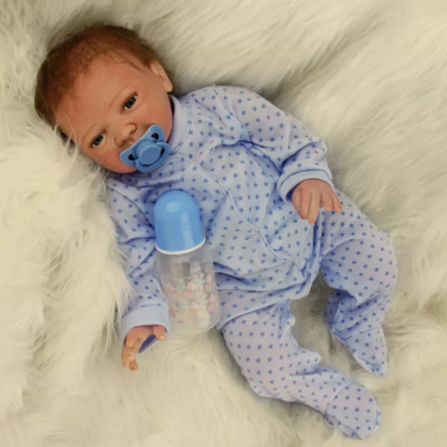 22" Handmade Reborn Baby Dolls Realistic Boy Doll Vinyl Silicone Newborn Gift