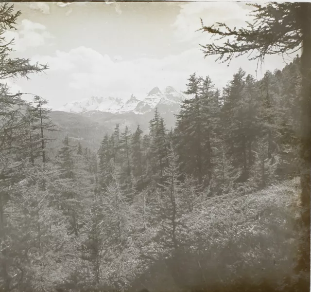 Vue de montagne France ou Suisse Photo Stereo Plaque verre V25L28n6