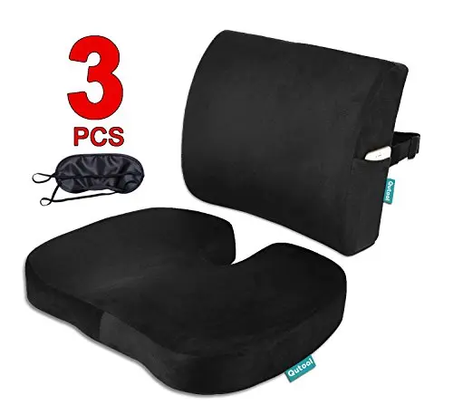Coccyx Orthopedic Seat Cushion and Lumbar Support Pillow for Office Chair Memory