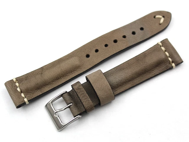 Sangle Montre Vert Pistache En Vrai Cuir Crocodile 18/16 Mm – Fait Main En Italie