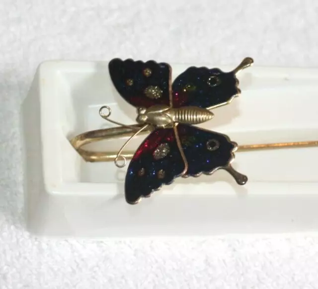 vintage Metal Gold Plated Butterfly Book Mark Bookmark Taiwan Blue Pink and Gold