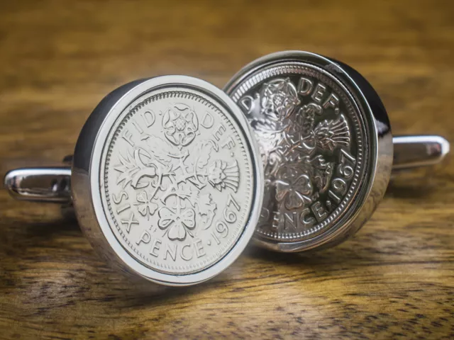 Lucky Sixpence Silver Coin Cufflinks Choice of Birthday year 1928 to 1967